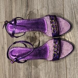 NWOT Michael Antonio Women's sz 6 1/2 4 1/2" gold, purple, silver Heels